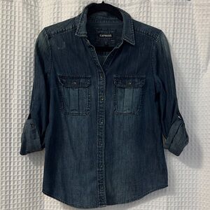 Denim Button-Front Shirt
